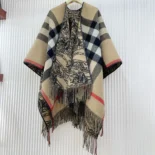 Burberry Women Reversible EKD Check Wool Cape-Brown 80741921