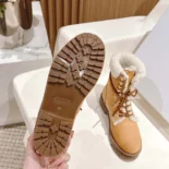 Celine Unisex Kurt Lace-up Mid Boot in Nubuck Calfskin and Shearling