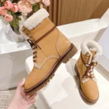 Celine Unisex Kurt Lace-up Mid Boot in Nubuck Calfskin and ShearlingCeline Unisex Kurt Lace-up Mid Boot in Nubuck Calfskin and Shearling