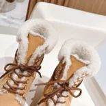 Celine Unisex Kurt Lace-up Mid Boot in Nubuck Calfskin and Shearling