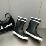 Celine Women Flat Half Boot Les Bottes DE Pont Celine in Natural Rubber-Black