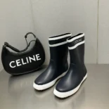 Celine Women Flat Half Boot Les Bottes DE Pont Celine in Natural Rubber-Black