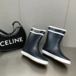 Celine Women Flat Half Boot Les Bottes DE Pont Celine in Natural Rubber-Black