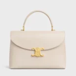 Celine Women Medium Nino Bag in Shiny Calfskin-White 117523GG2