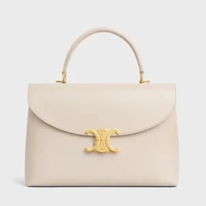 Celine Women Medium Nino Bag in Shiny Calfskin-White 117523GG2