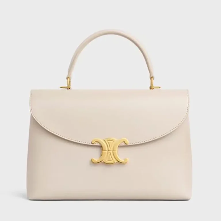 Celine Women Medium Nino Bag in Shiny Calfskin-White 117523GG2