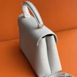 Celine Women Medium Nino Bag in Shiny Calfskin-White 117523GG2