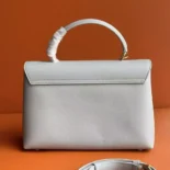 Celine Women Medium Nino Bag in Shiny Calfskin-White 117523GG2