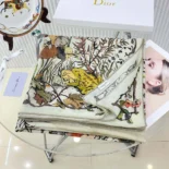 Dior Unisex Dior 4 Saisons Automne Soleil 90 Square Scarf Ecru Multicolor Silk Twill