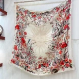 Dior Unisex Dior 4 Saisons Printemps Soleil 90 Square Scarf Ecru Multicolor Silk Twill