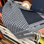 Dior Unisex Oblique Scarf Ecru and Navy Blue Cashmere