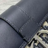 Dior Women 30 Montaigne East-West Bag with Chain Blue Dior Oblique Jacquard and Smooth Calfskin