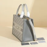 Dior Women Medium Dior Book Tote Gray Dior Oblique Embroidery and Calfskin