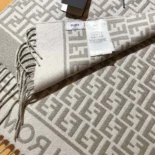 Fendi Unisex FF Scarf Dove Gray Wool and Cashmere Scarf