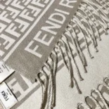 Fendi Unisex FF Scarf Dove Gray Wool and Cashmere Scarf