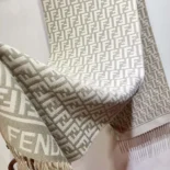 Fendi Unisex FF Scarf Dove Gray Wool and Cashmere Scarf