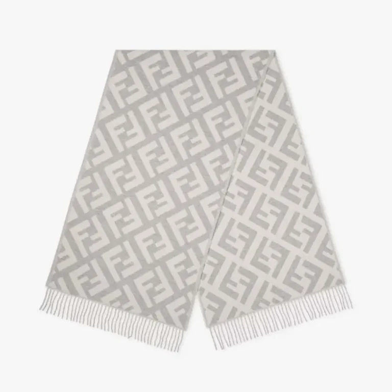 Fendi Unisex Fendi Unisex FF Scarf Pale Gray Cashmere Scarf FXT260A8RSF0QG1