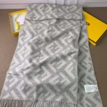 Fendi Unisex Fendi Unisex FF Scarf Pale Gray Cashmere Scarf FXT260A8RSF0QG1