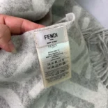 Fendi Unisex Fendi Unisex FF Scarf Pale Gray Cashmere Scarf FXT260A8RSF0QG1