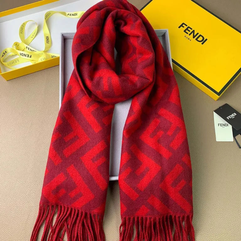 Fendi Unisex FF Scarf Red Cashmere Scarf FXT260A8RSF0QC9