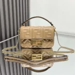 Fendi Women Baguette Mini Dove Gray Nappa Leather Bag with FF Motif