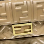 Fendi Women Baguette Mini Dove Gray Nappa Leather Bag with FF Motif