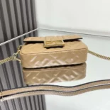 Fendi Women Baguette Mini Dove Gray Nappa Leather Bag with FF Motif