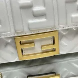 Fendi Women Baguette Mini White Nappa Leather Bag with FF Motif