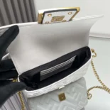 Fendi Women Baguette Mini White Nappa Leather Bag with FF Motif