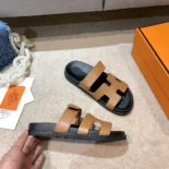 Hermes Unisex Chypre Sandal-Brown H222299ZvA3360