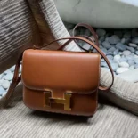Hermes Women Constance 24 Bag Box Leather-Brown/Gold