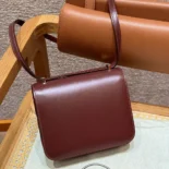 Hermes Women Constance 24 Bag Box Leather-Maroon/Silver