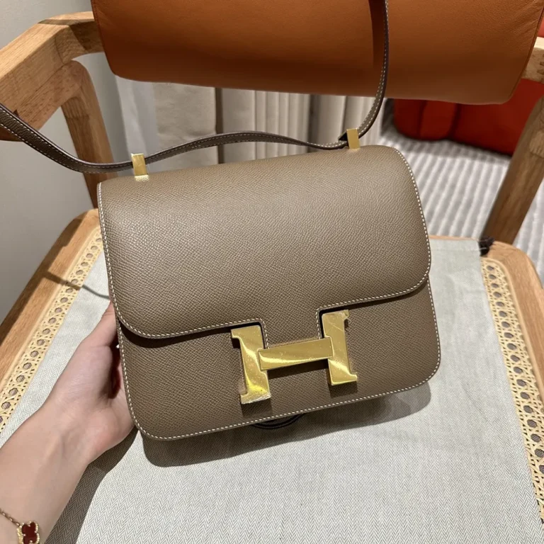 Hermes Women Constance 24 Bag Epsom Leather-Gray/Gold