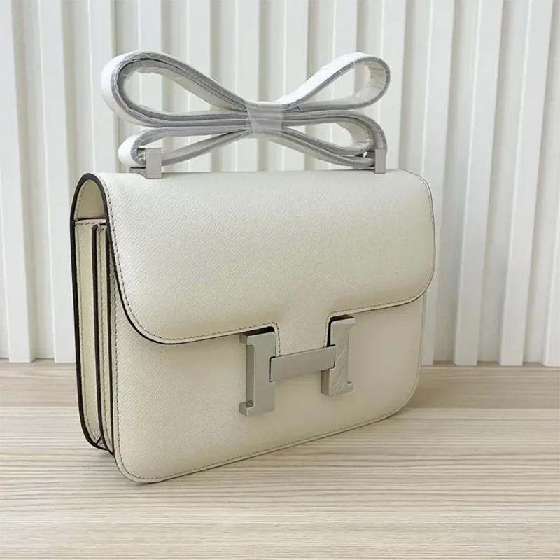 Hermes Women Constance 24 Bag Epsom Leather-White/Silver