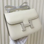 Hermes Women Constance 24 Bag Epsom Leather-White/Silver