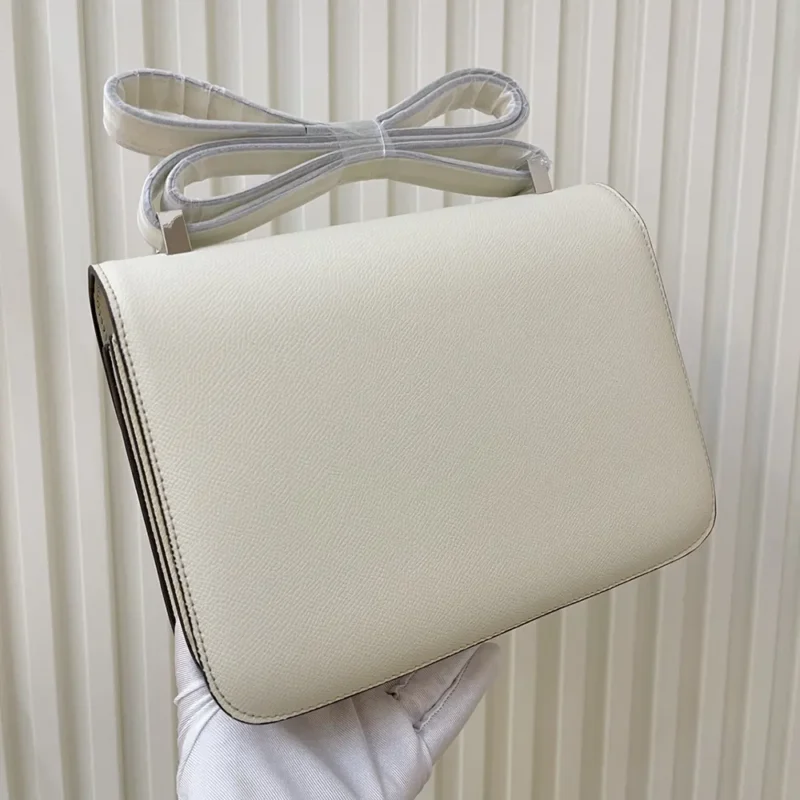 Hermes Women Constance 24 Bag Epsom Leather-White/SilverHermes Women Constance 24 Bag Epsom Leather-White/Silver