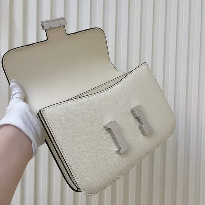 Hermes Women Constance 24 Bag Epsom Leather-White/Silver