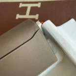 Hermes Women Roulis Mini Bag in Evergrain Calfskin-Gray/Gold