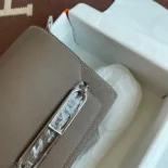 Hermes Women Roulis Mini Bag in Evergrain Calfskin-Gray/Silver