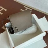 Hermes Women Roulis Mini Bag in Evergrain Calfskin-Gray/Silver