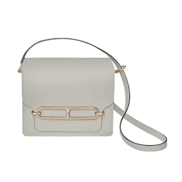 Hermes Women Roulis Mini Bag in Evergrain Calfskin-White/GoldHermes Women Roulis Mini Bag in Evergrain Calfskin-White/Gold