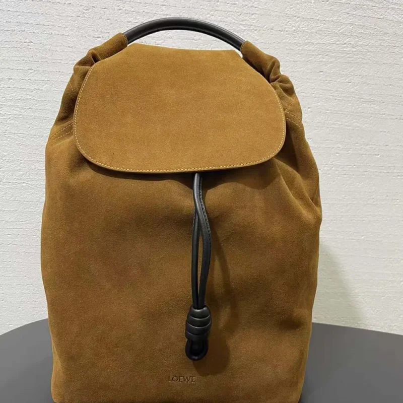 Loewe Unisex Flamenco Backpack in Pressed Suede 0011083391