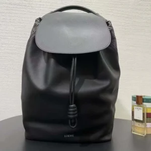 Loewe Unisex Flamenco Backpack in Shiny Supple Calfskin-Black