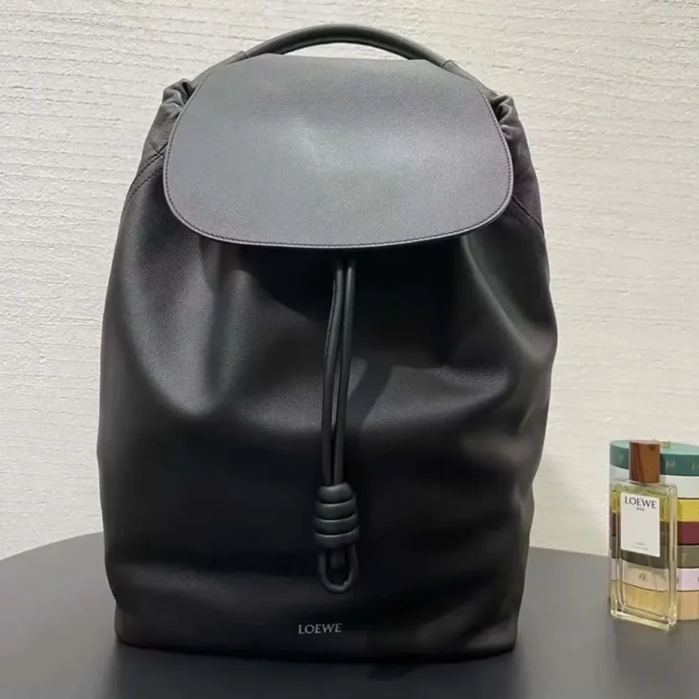 Loewe Unisex Flamenco Backpack in Shiny Supple Calfskin-Black