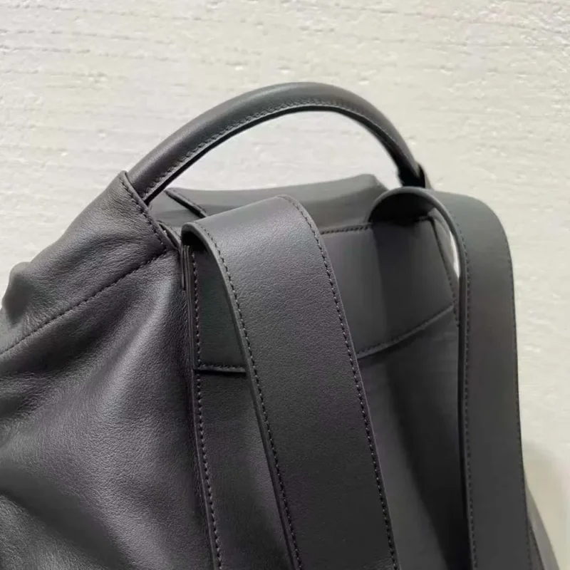 Loewe Unisex Flamenco Backpack in Shiny Supple Calfskin-Black