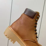 Prada Unisex Leather Lace-up Boots-Brown 1T803N
