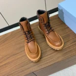 Prada Unisex Leather Lace-up Boots-Brown 1T803N