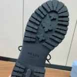 Prada Unisex Leather and Re-Nylon booties-Ebony 1T704N