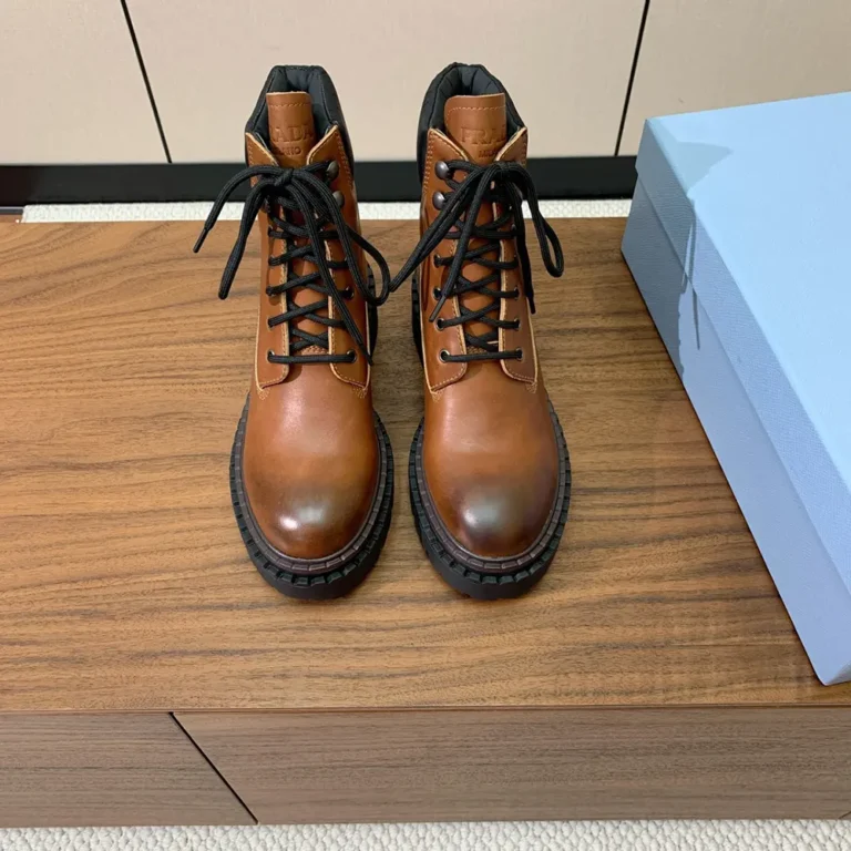 Prada Unisex Leather and Re-Nylon booties-Ebony 1T704N