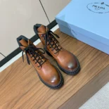 Prada Unisex Leather and Re-Nylon booties-Ebony 1T704N